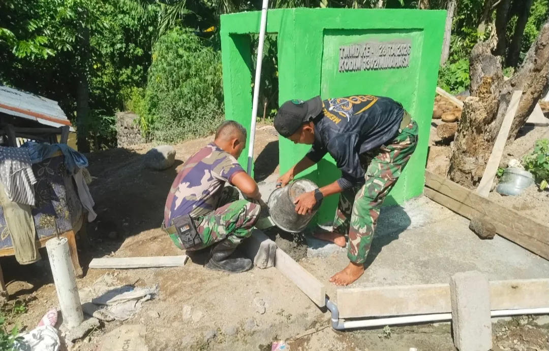 Satgas TMMD ke-128 Kodim Minahasa Bangun Fasilitas Air Bersih