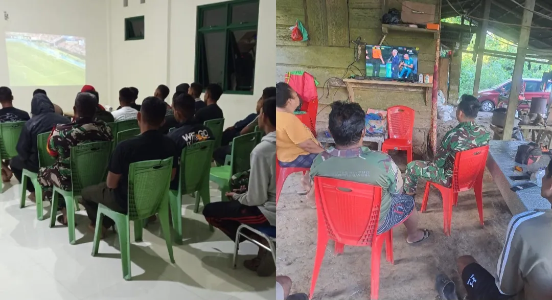Jajaran Koramil Kodim 1302 Minahasa Menggelar Nonton Bareng Piala Dunia