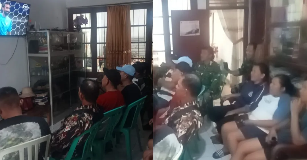Perkuat Kemanunggalan, Koramil 1302-09/Langowan Gelar Nobar Piala Dunia Bersama Warga Taraitak