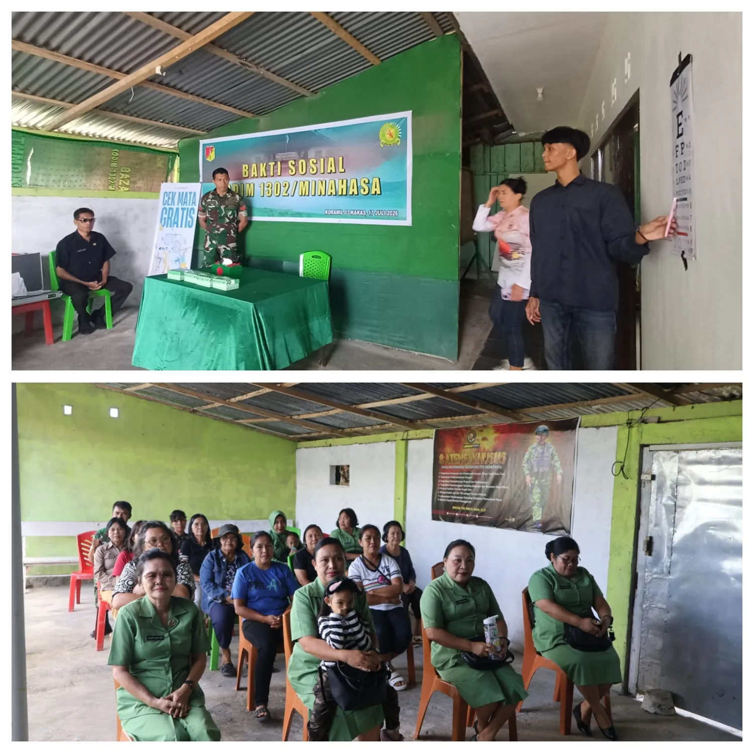Kodim 1302/Minahasa Bantu Jaga Kesehatan Penglihatan Warga Lewat Bakti Sosial.
