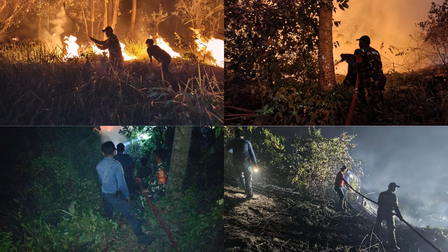 Kolaborasi TNI, Damkar, Dan Warga Sukses Atasi Kebakaran Lahan.