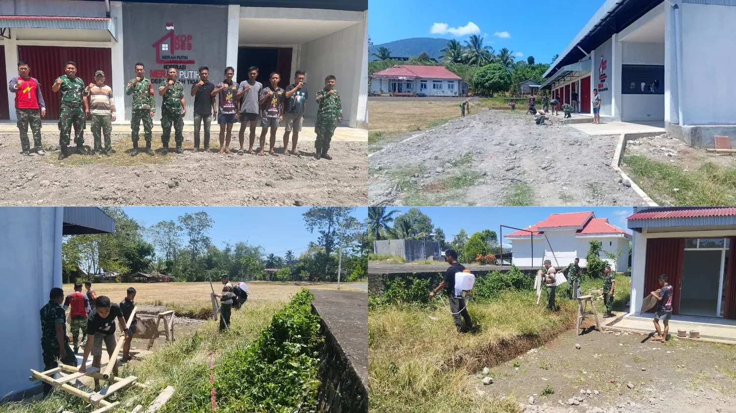 Danramil 1302-07/Tombariri Pimpin Pembersihan Area KDKMP Di Desa Lolah Tiga.
