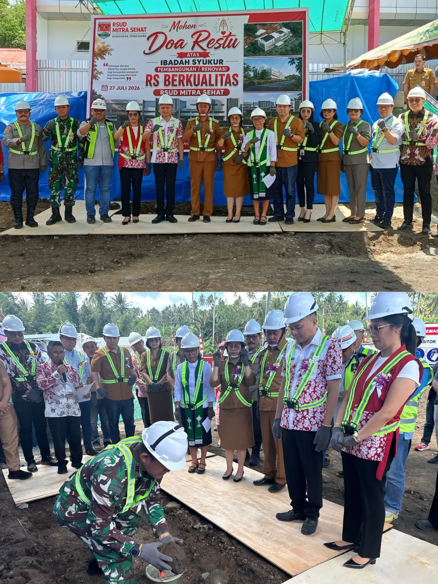 Danramil 1302-12/Belang Hadiri Peletakan Batu Pertama Pembangunan RSUD Mitra Sehat.