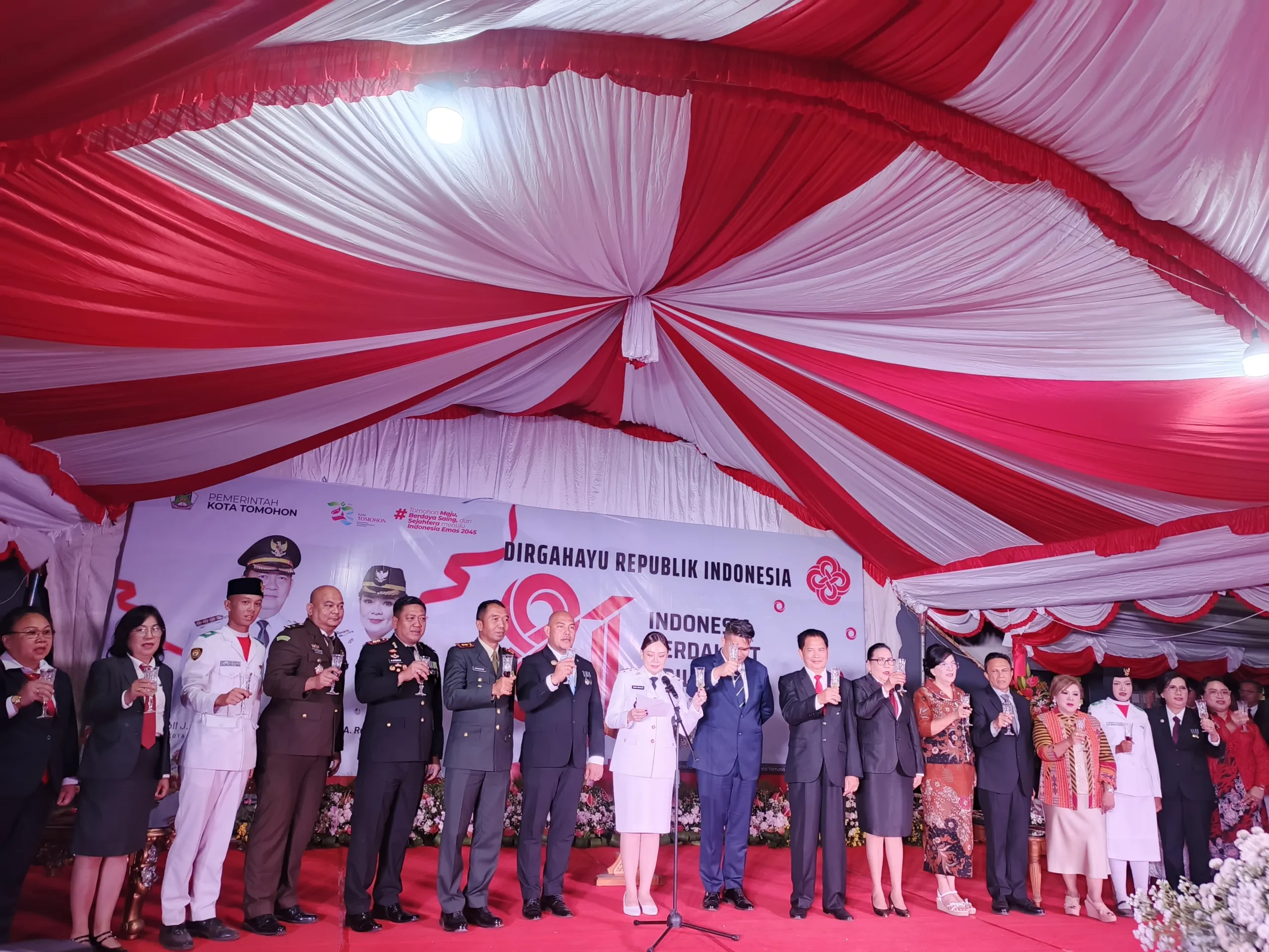 Toast Kenegaraan HUT Ke-81 RI Di Tomohon, Momentum Perkuat Persatuan Dan Kebersamaan.