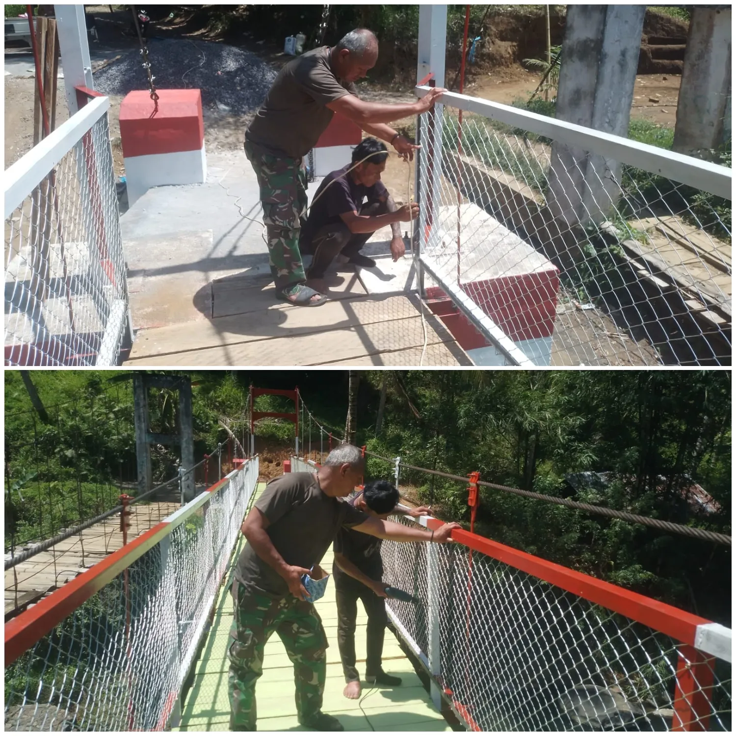 Babinsa Tanpa Henti Kawal Pembangunan Jembatan Perintis Garuda.