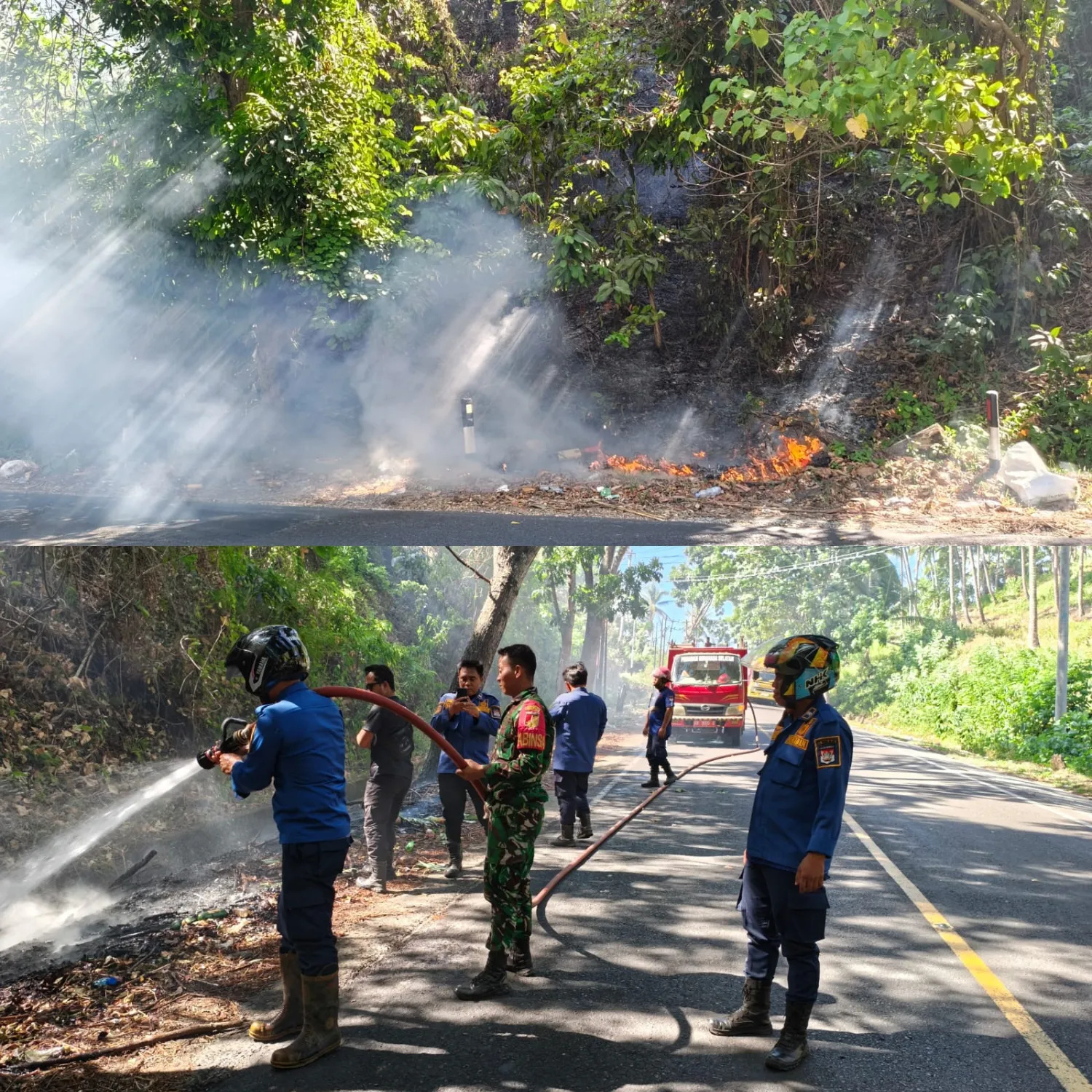 Respons Cepat Kodim 1302/Minahasa Padamkan Kebakaran Lahan 2 Hektare.