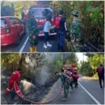 Respons Cepat Koramil 1302-07/Tombariri Padamkan Kebakaran Bahu Jalan.