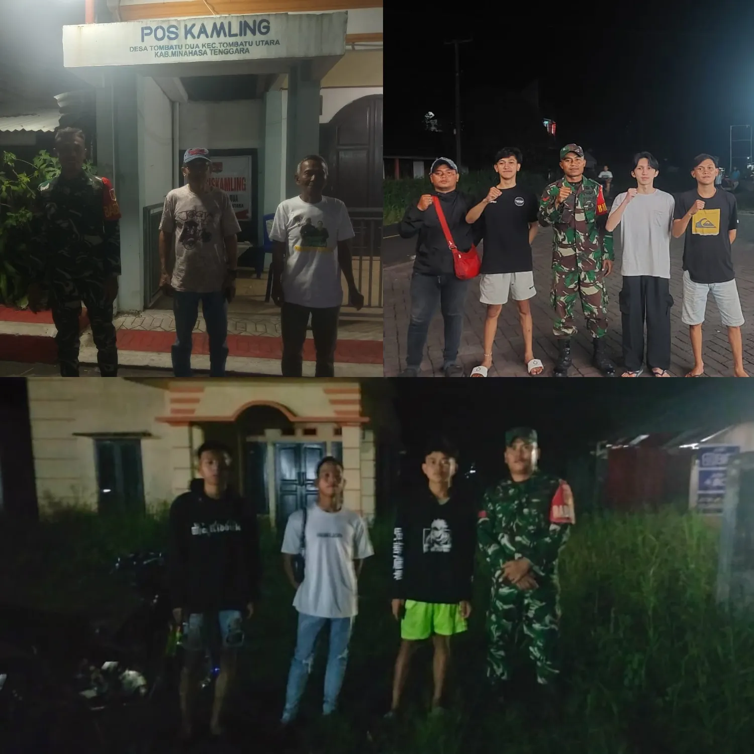 Babinsa Kodim 1302/Minahasa Aktif Jaga Keamanan Malam Di 3 Kabupaten Dan 1 Kota.