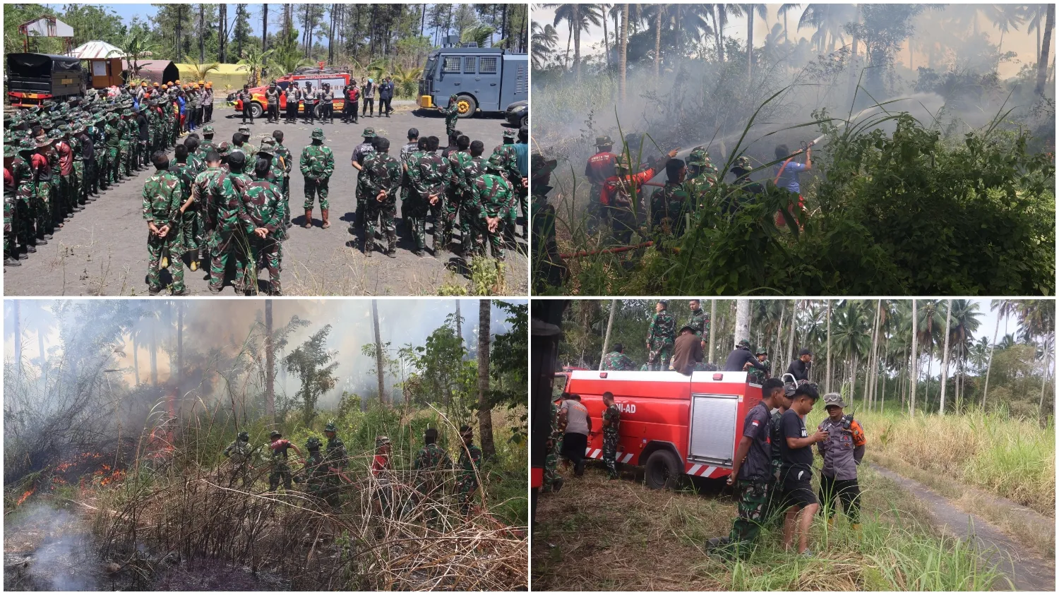 Tim Gabungan Padamkan Tiga Titik Bara Api Di Kaki Gunung Soputan.