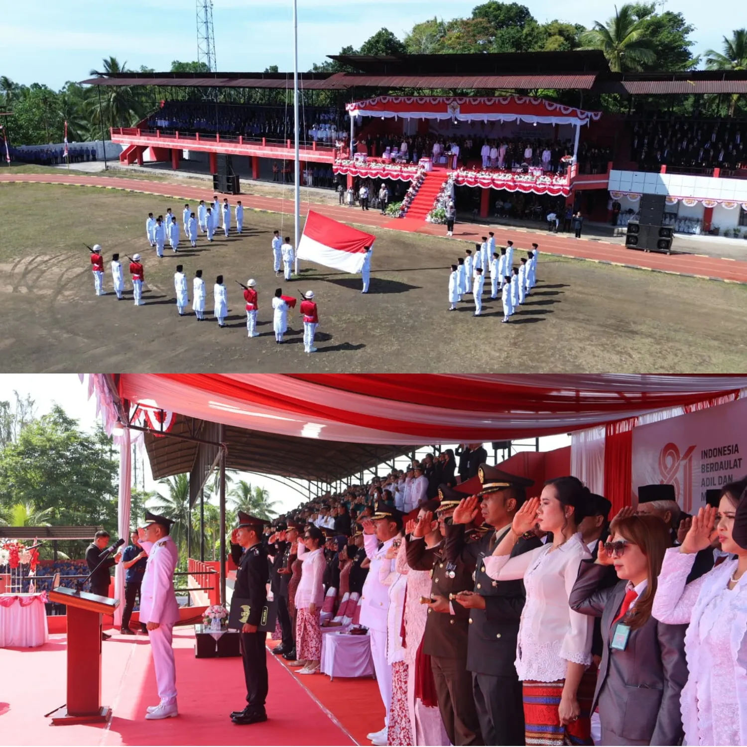 “TNI Dan Forkopimda Bersatu Dalam Upacara HUT RI Ke-81.”