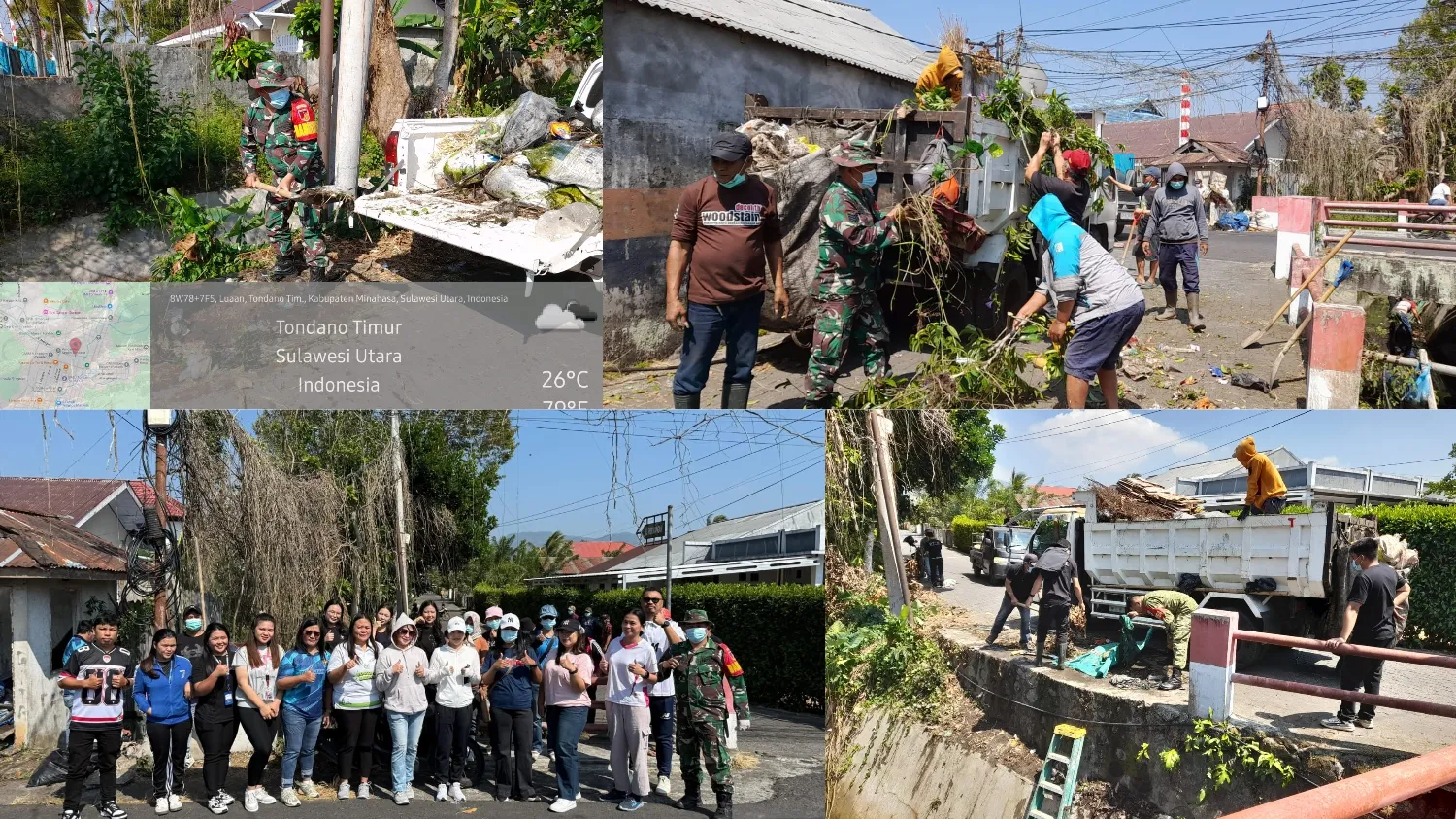 Babinsa Koramil 1302-01/Tondano Turut Bersihkan Sampah Di Sungai Sumalangka.