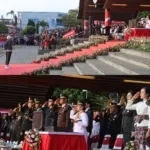 Kapolres Minahasa Hadiri Upacara Penurunan Bendera HUT ke-81 RI di Lapangan God Bless