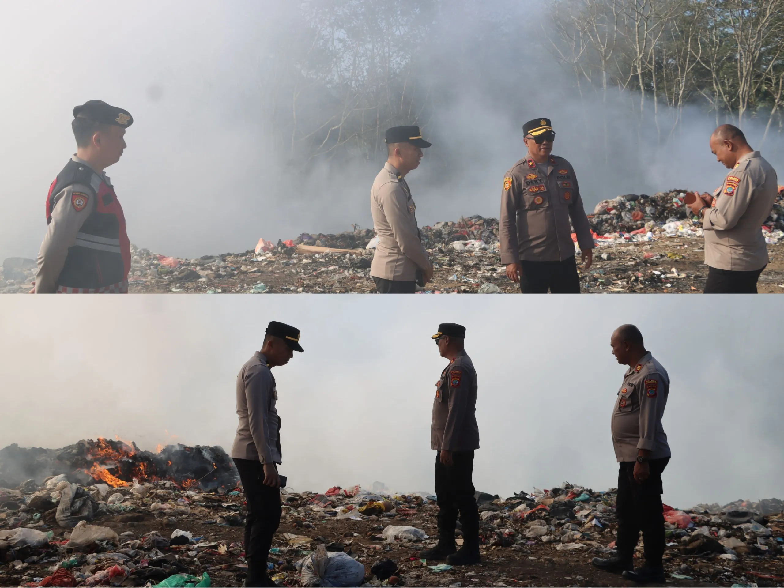 Wakapolres Minahasa Pantau Kebakaran TPA Kulo, Api Masih Muncul di Sejumlah Titik