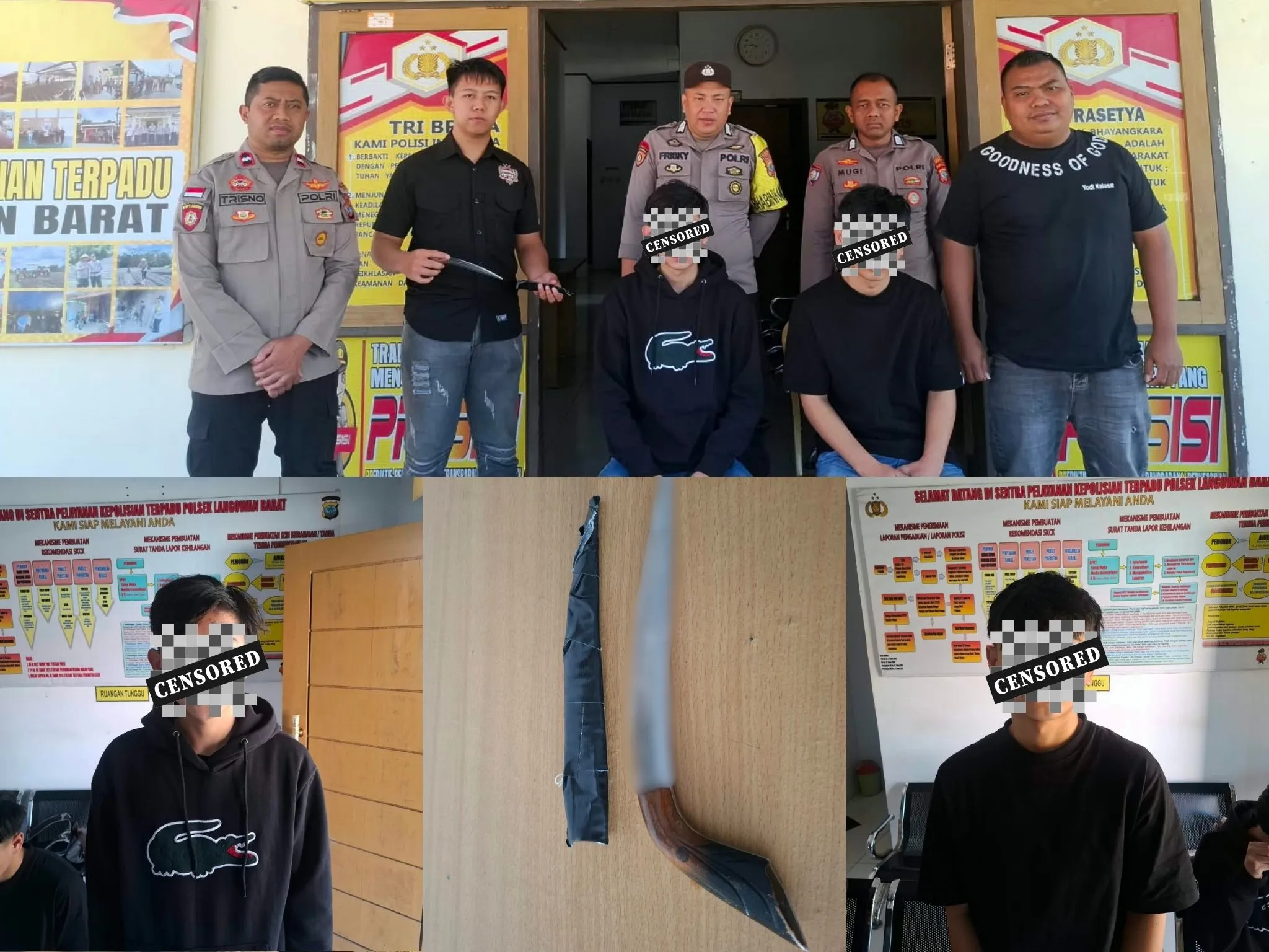 Polisi Amankan Dua Pemuda Terduga Pelaku Penganiayaan Pakai Badik di Langowan Barat