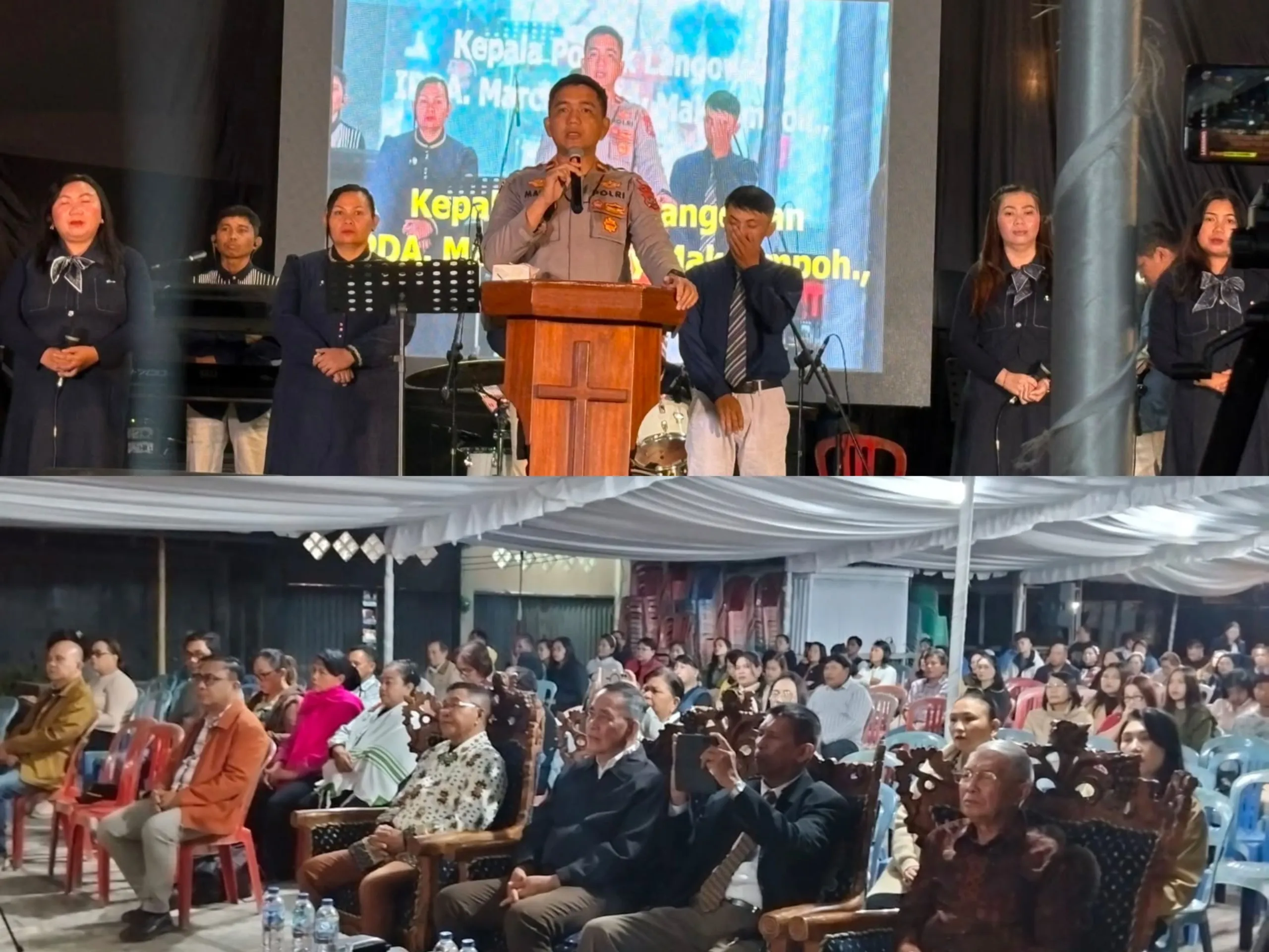 Kapolsek Hadir, KKR GKMI di Langowan Berlangsung Aman dan Kondusif