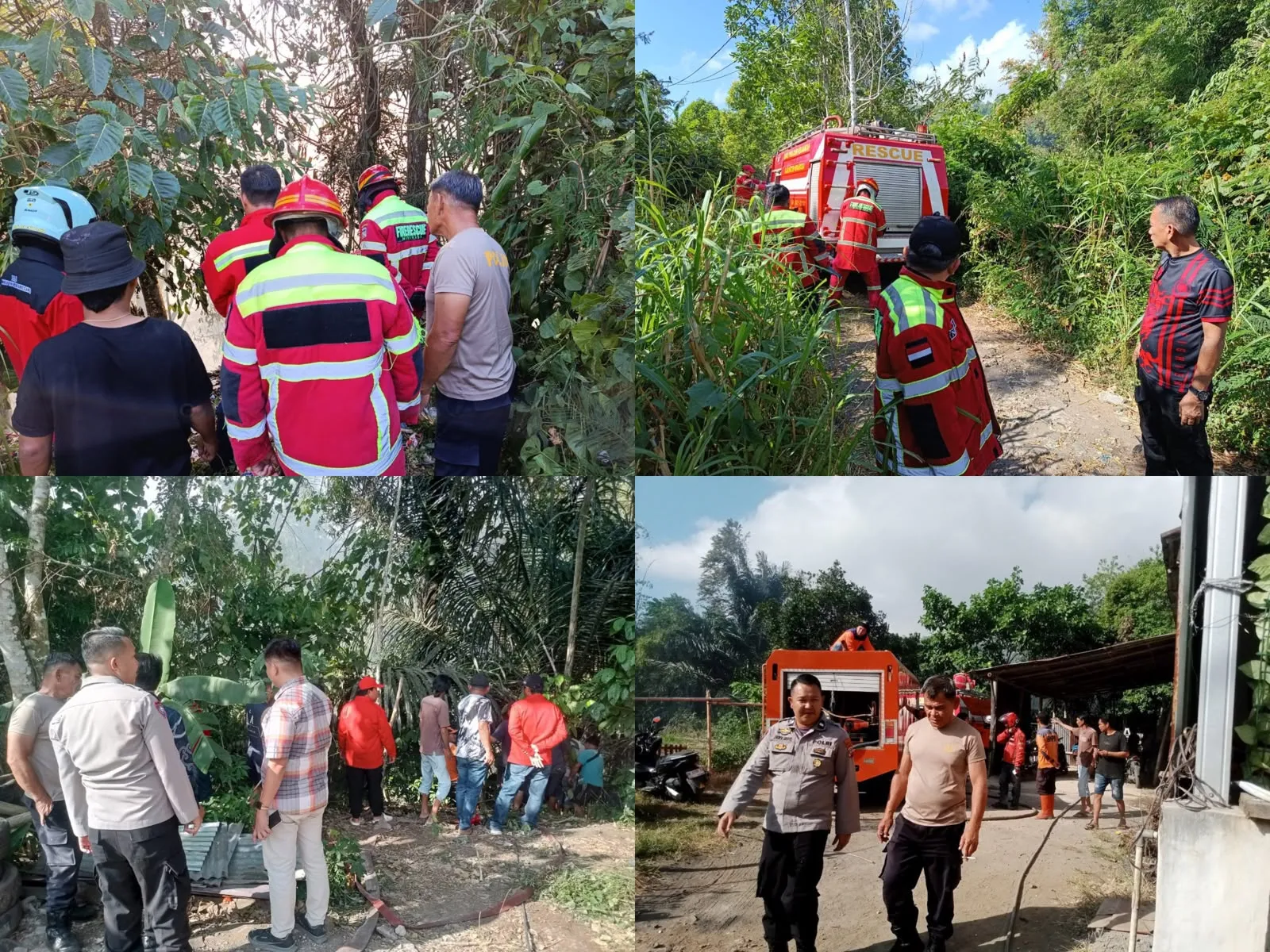 Polsek Kawangkoan Bergerak Cepat Padamkan Kebakaran Lahan, Api Nyaris Capai Permukiman Warga