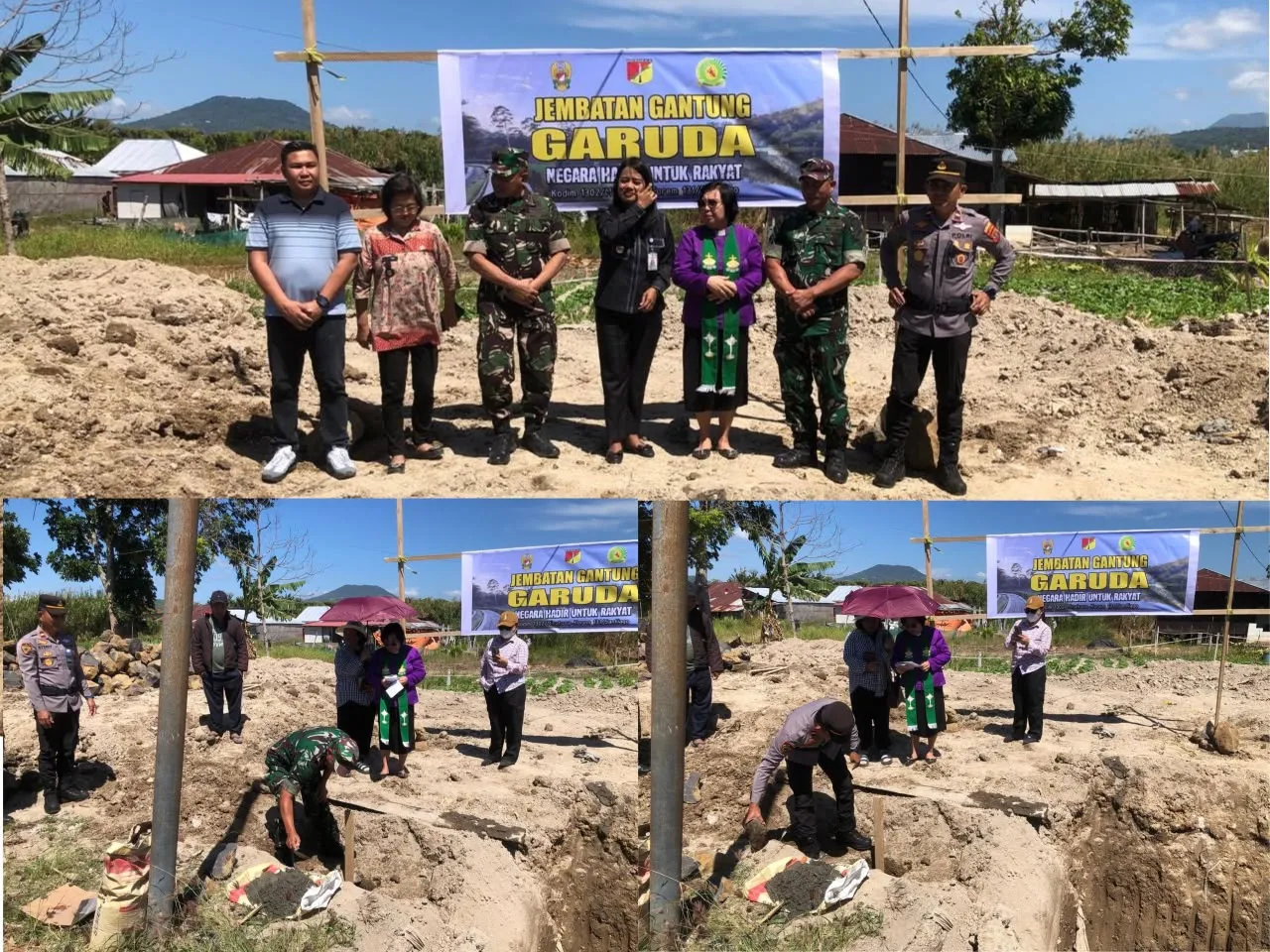 Sinergi TNI-Polri dan Pemda Awali Pembangunan Jembatan Gantung Garuda di Tolour