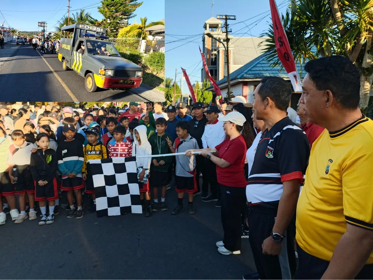 Semarak HUT ke-81 RI, Polsek Tompaso Kawal Jalan Sehat Warga