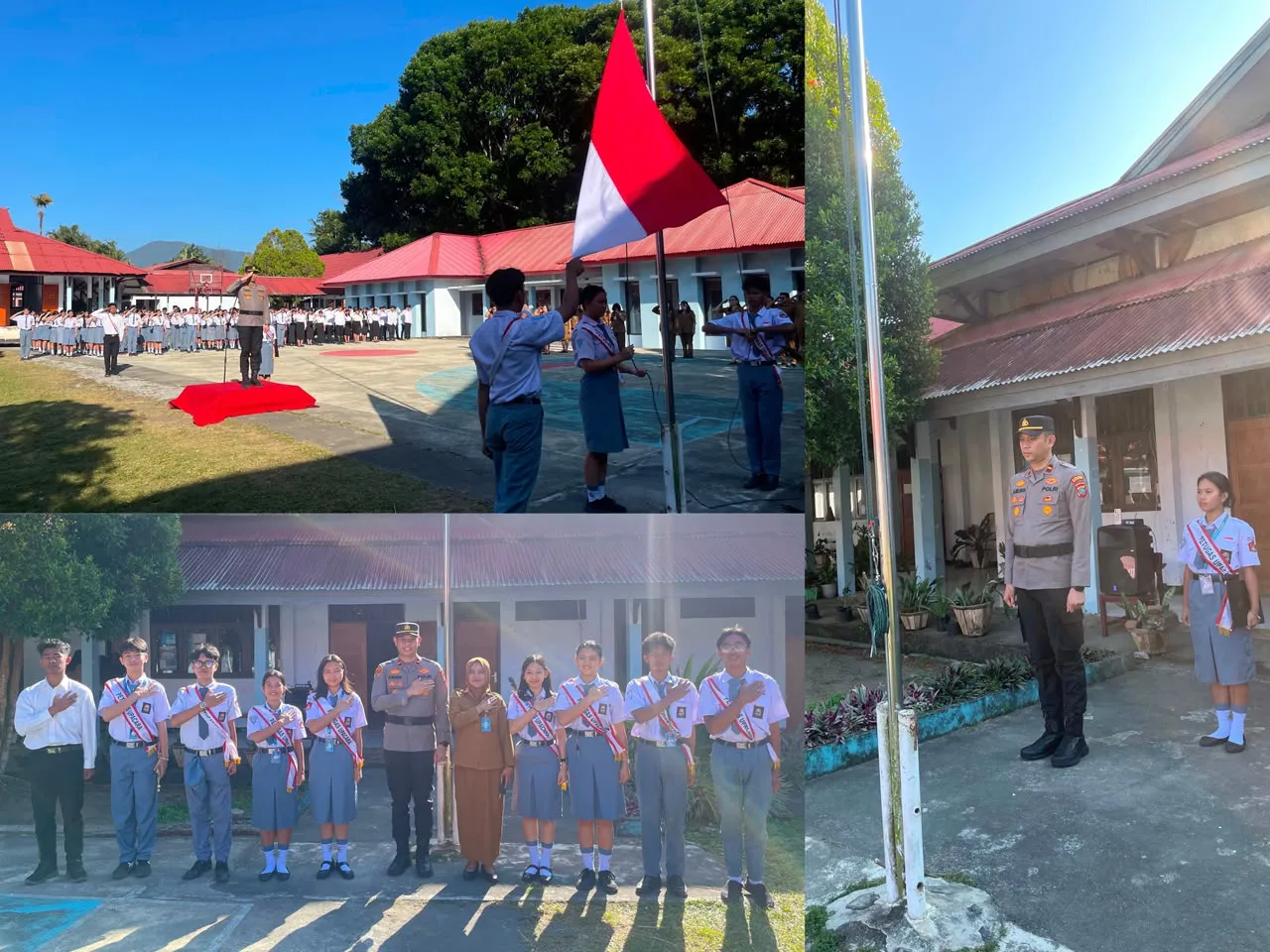 Pimpin Upacara di SMKN 1 Langowan, Kapolsek Ingatkan Siswa Jauhi Sajam dan Miras