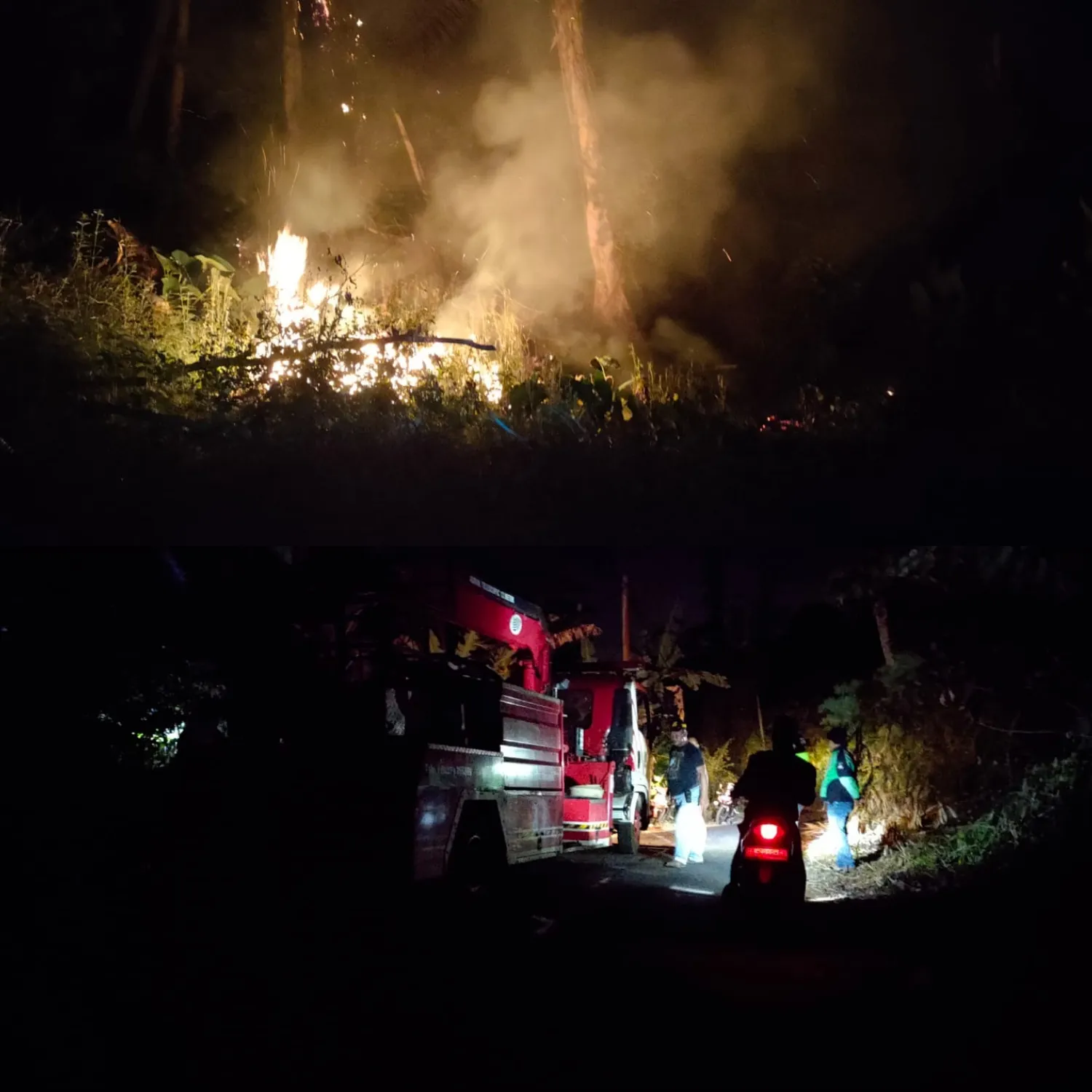 Gerak Cepat Babinsa Padamkan Kebakaran Lahan Di Kinilow Satu.