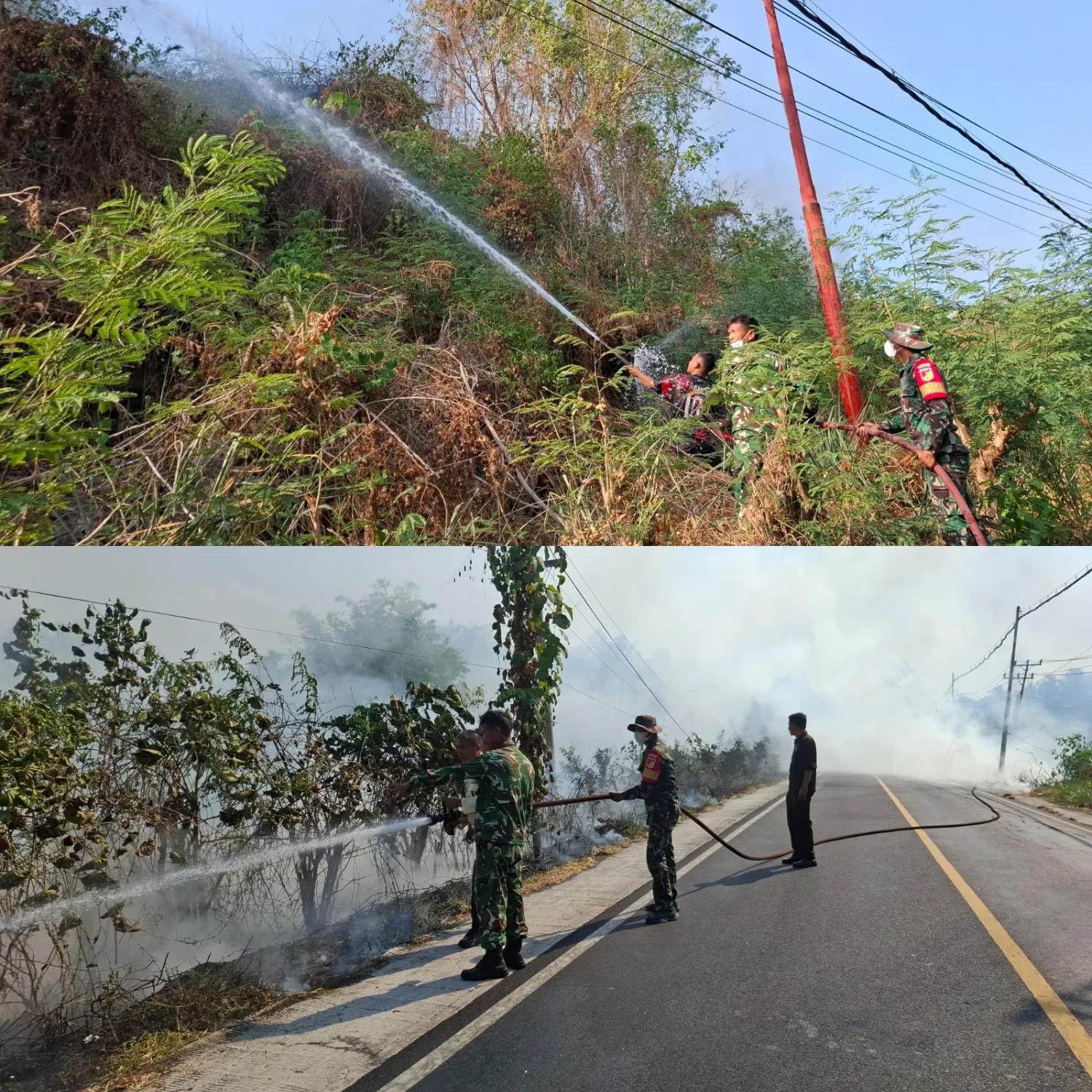 Babinsa Bergerak Cepat, Padamkan Kebakaran 4 Hektare Lahan Di Desa Teep.