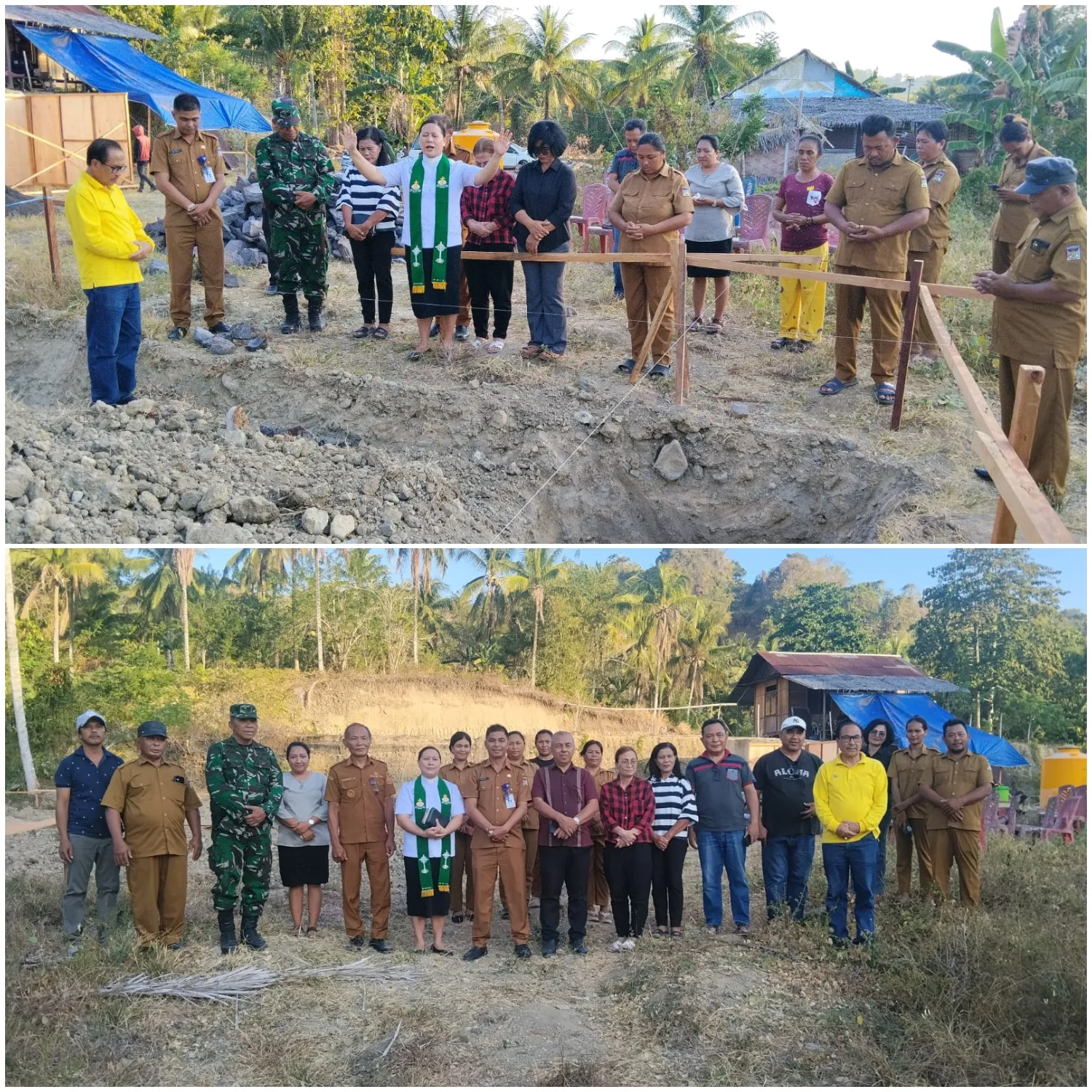 Danramil 1302-07/Tombariri Dampingi Peletakan Batu Pertama KDKMP Desa Kumu.