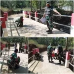 Danramil 1302-12/Belang Dampingi Peninjauan Jembatan Merah Putih Si Desa Wioi.