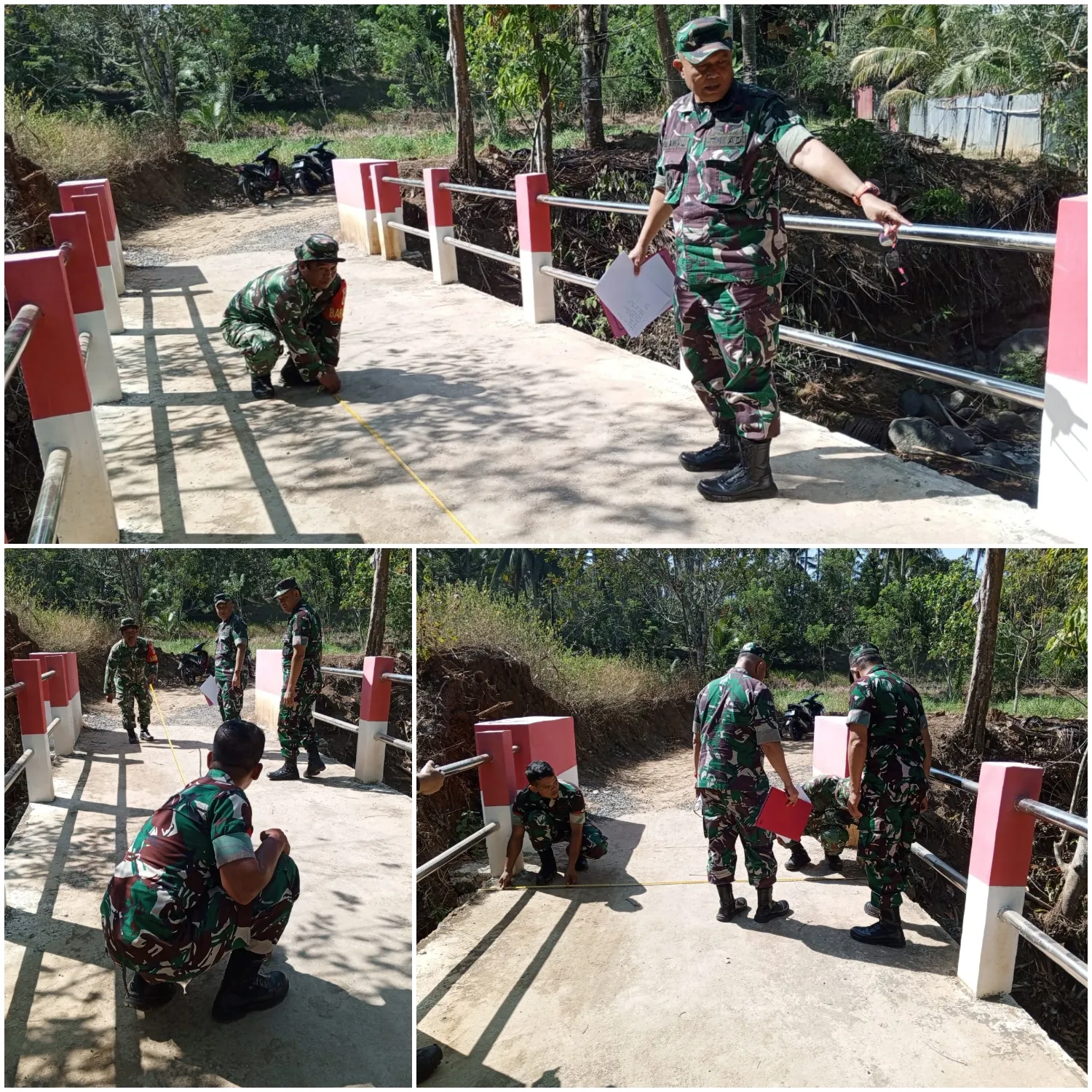 Danramil 1302-12/Belang Dampingi Peninjauan Jembatan Merah Putih Si Desa Wioi.