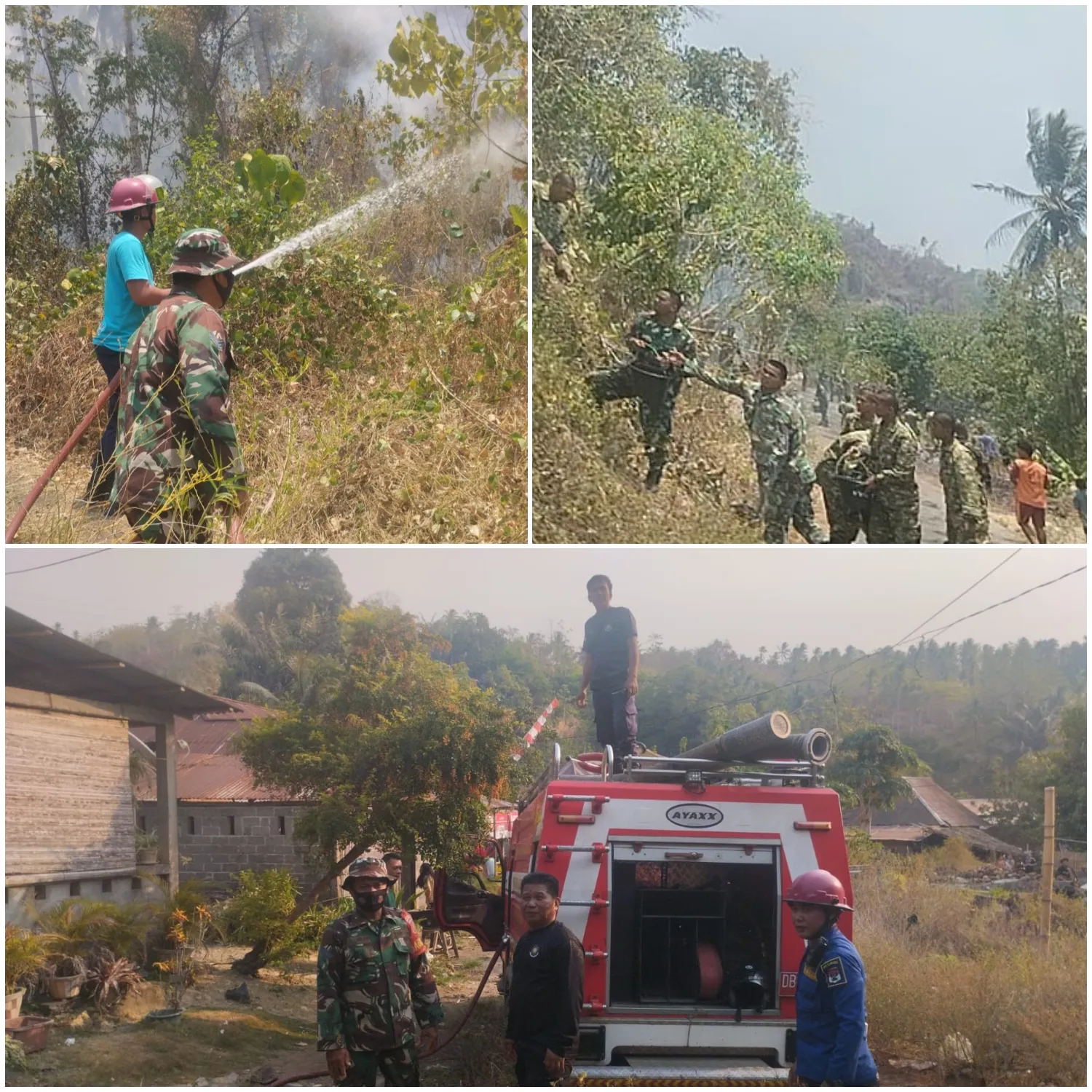 Babinsa Bersama Warga Padamkan Kebakaran Lahan 3 Hektare Di Pondang.