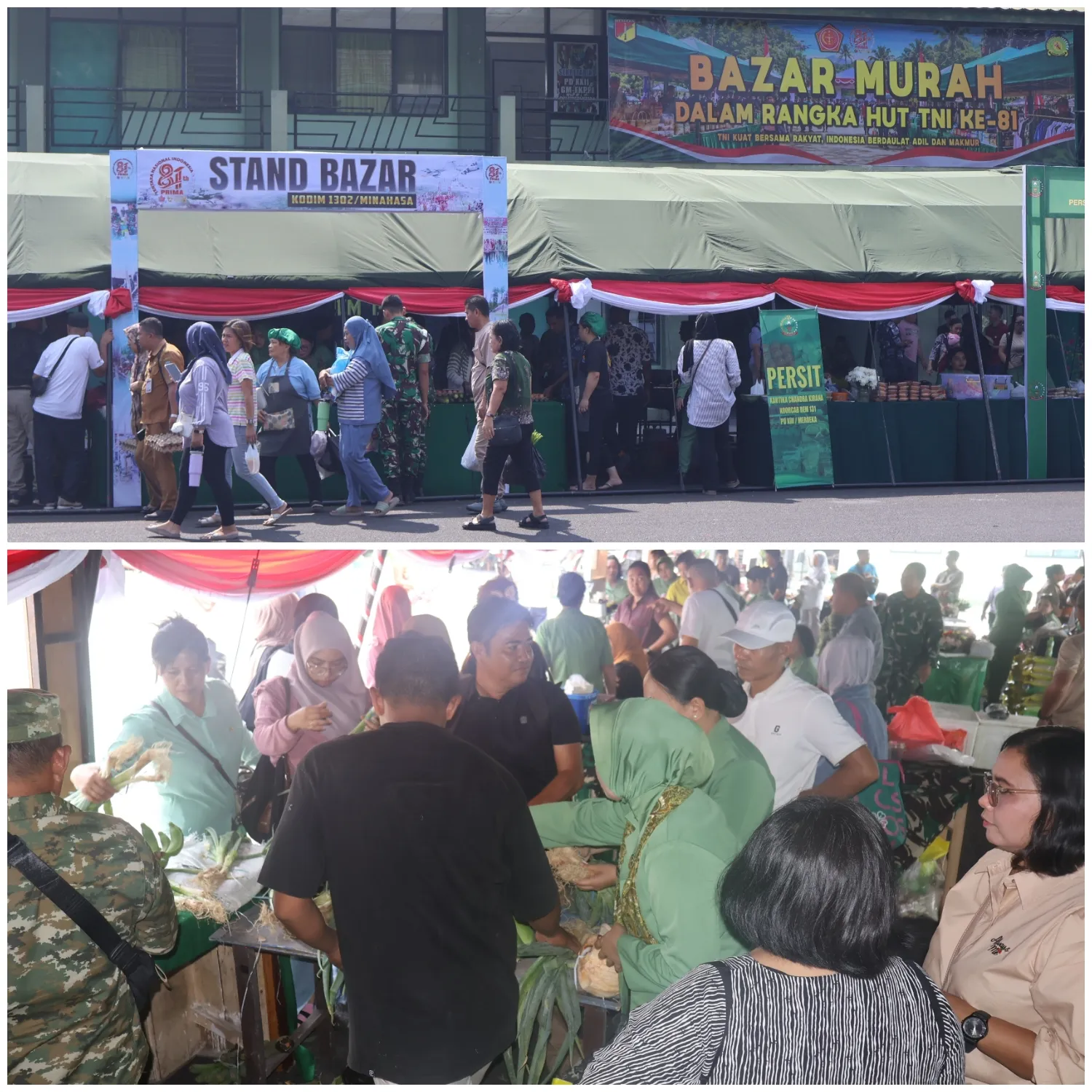 Kodim 1302/Minahasa Turut Meriahkan Bazar Murah HUT ke-81 TNI.
