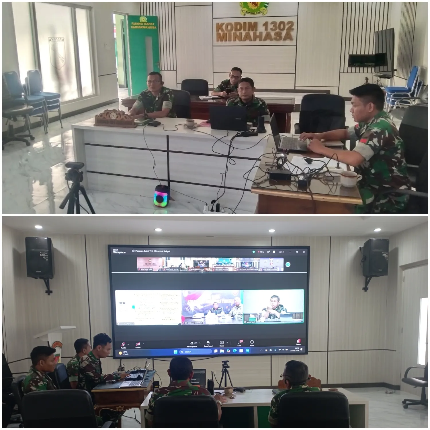 Kodim 1302/Minahasa Ikuti Vicon Paparan Bakti TNI AD Untuk Rakyat.