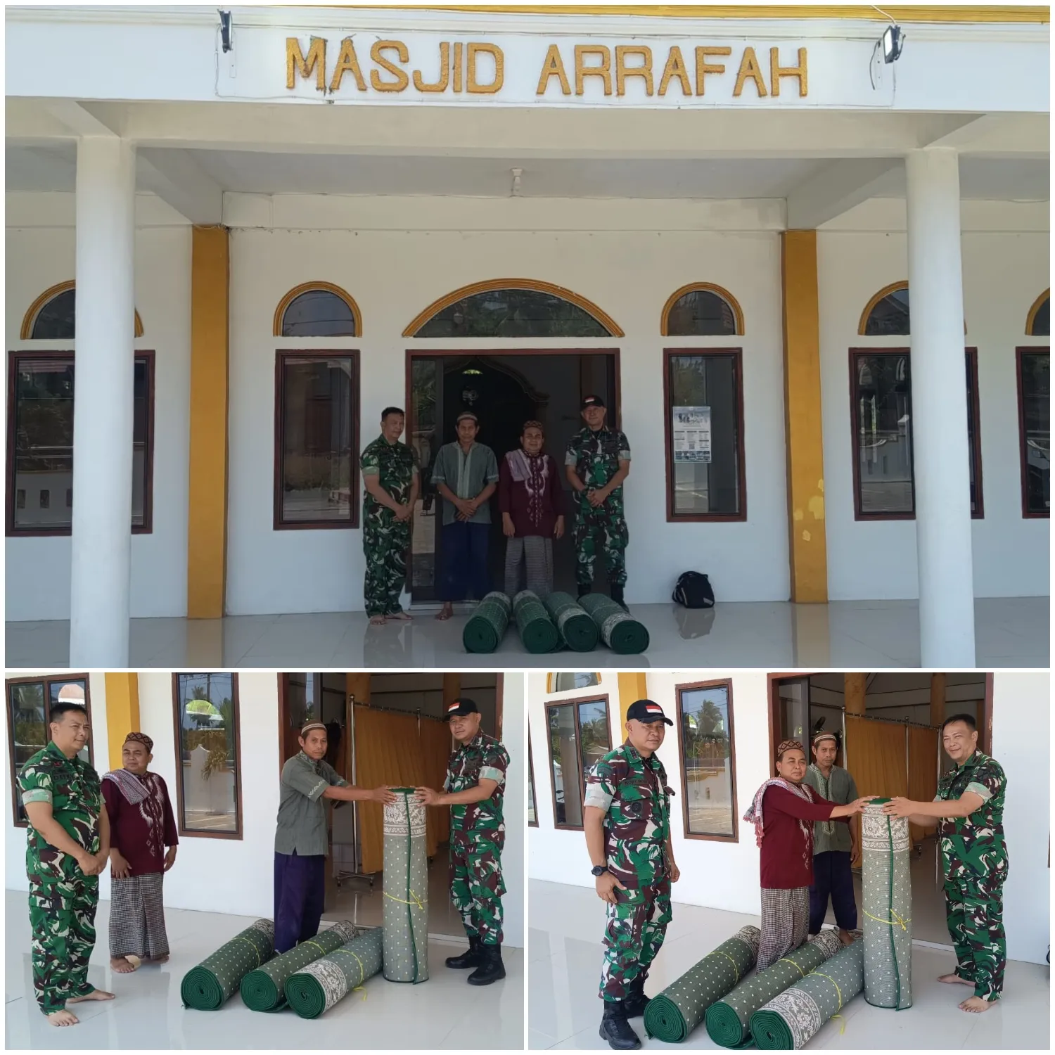 Danramil Hadiri Penyerahan Karpet Bantuan Pangdam XIII/Merdeka Untuk Masjid Araffah.