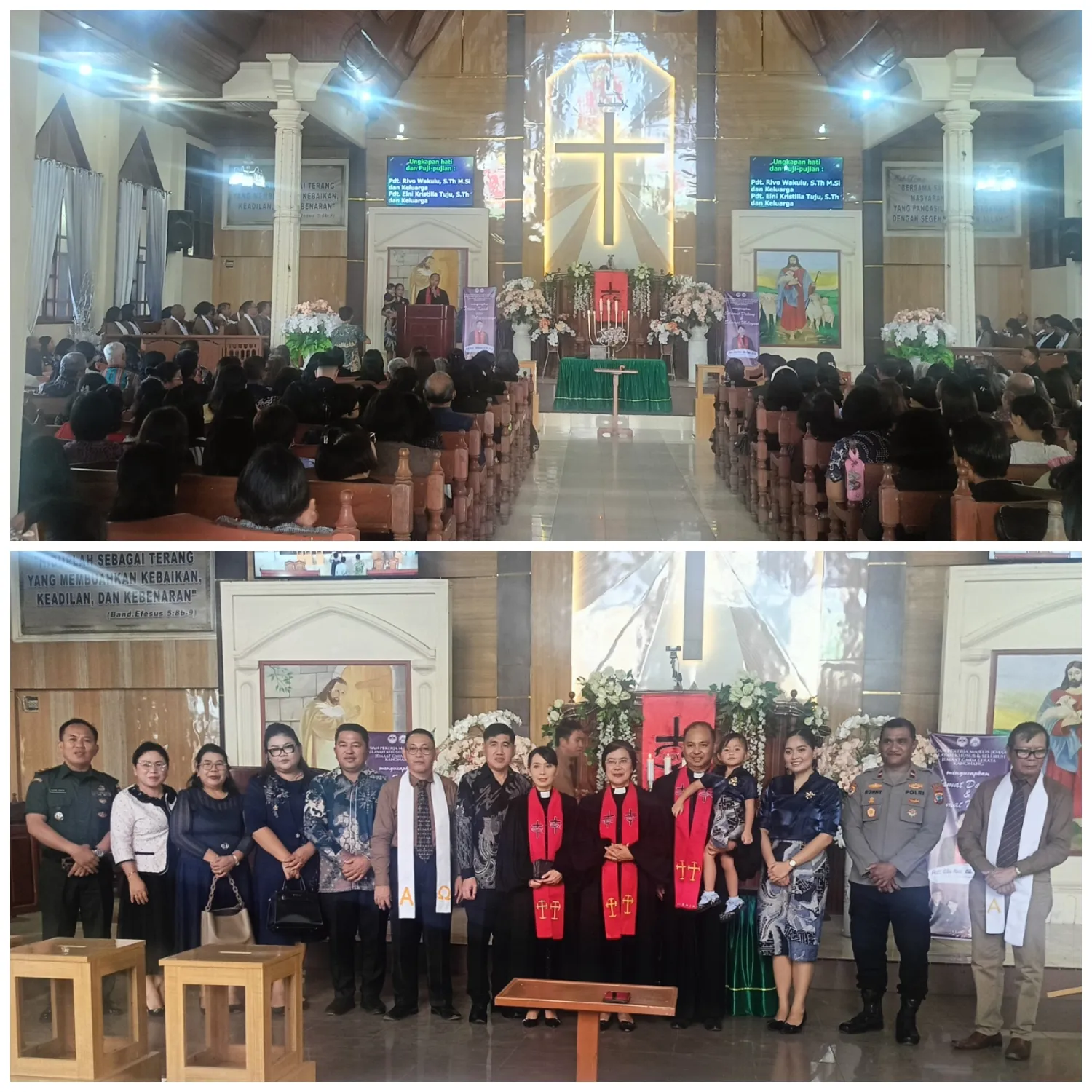 Kehadiran Danramil 1302-08/Kawangkoan Warnai Sertijab Pendeta GMIM Efrata.