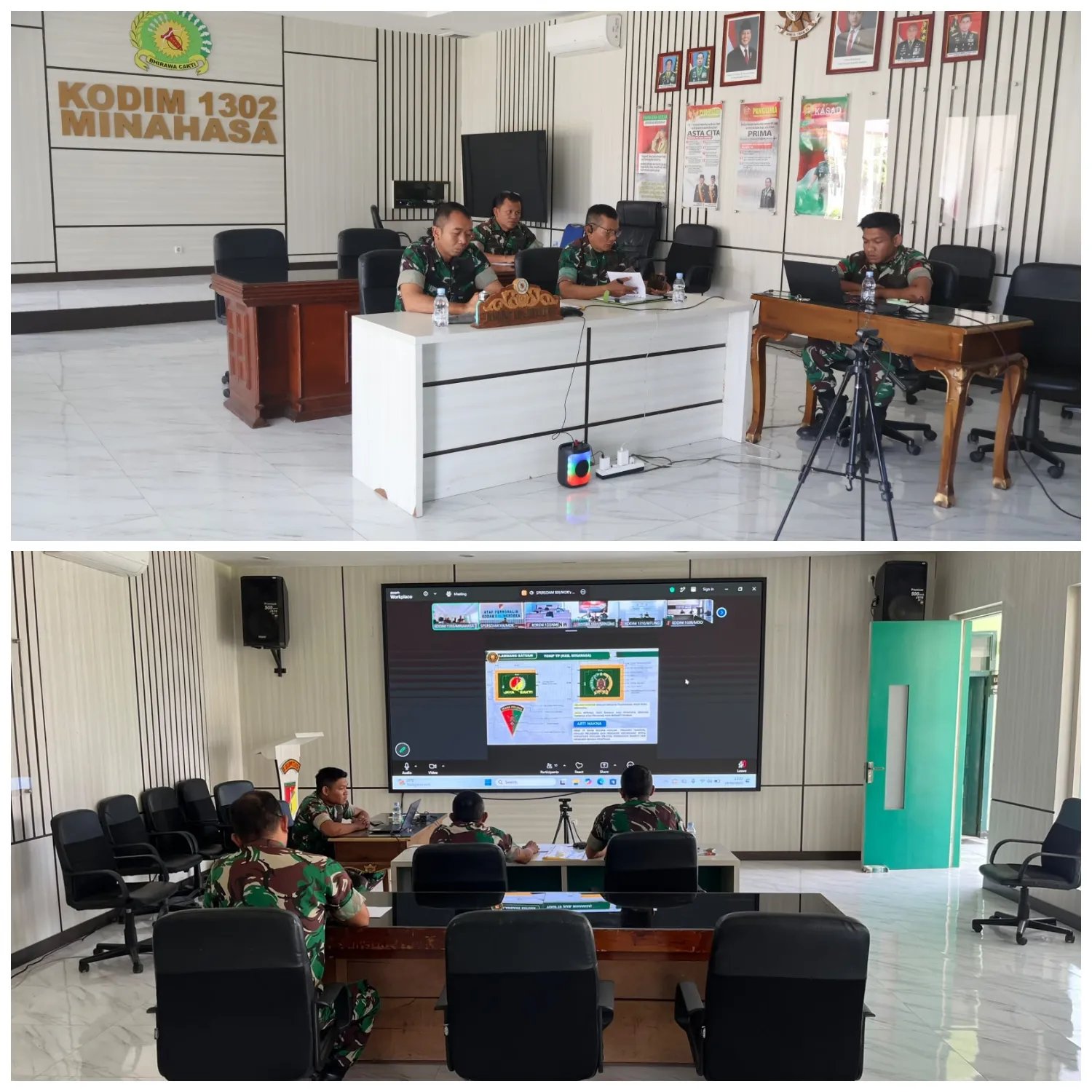 Kodim 1302/Minahasa Ikuti Vicon Rekrutmen Caba Dan Cata Gelombang I 2027.