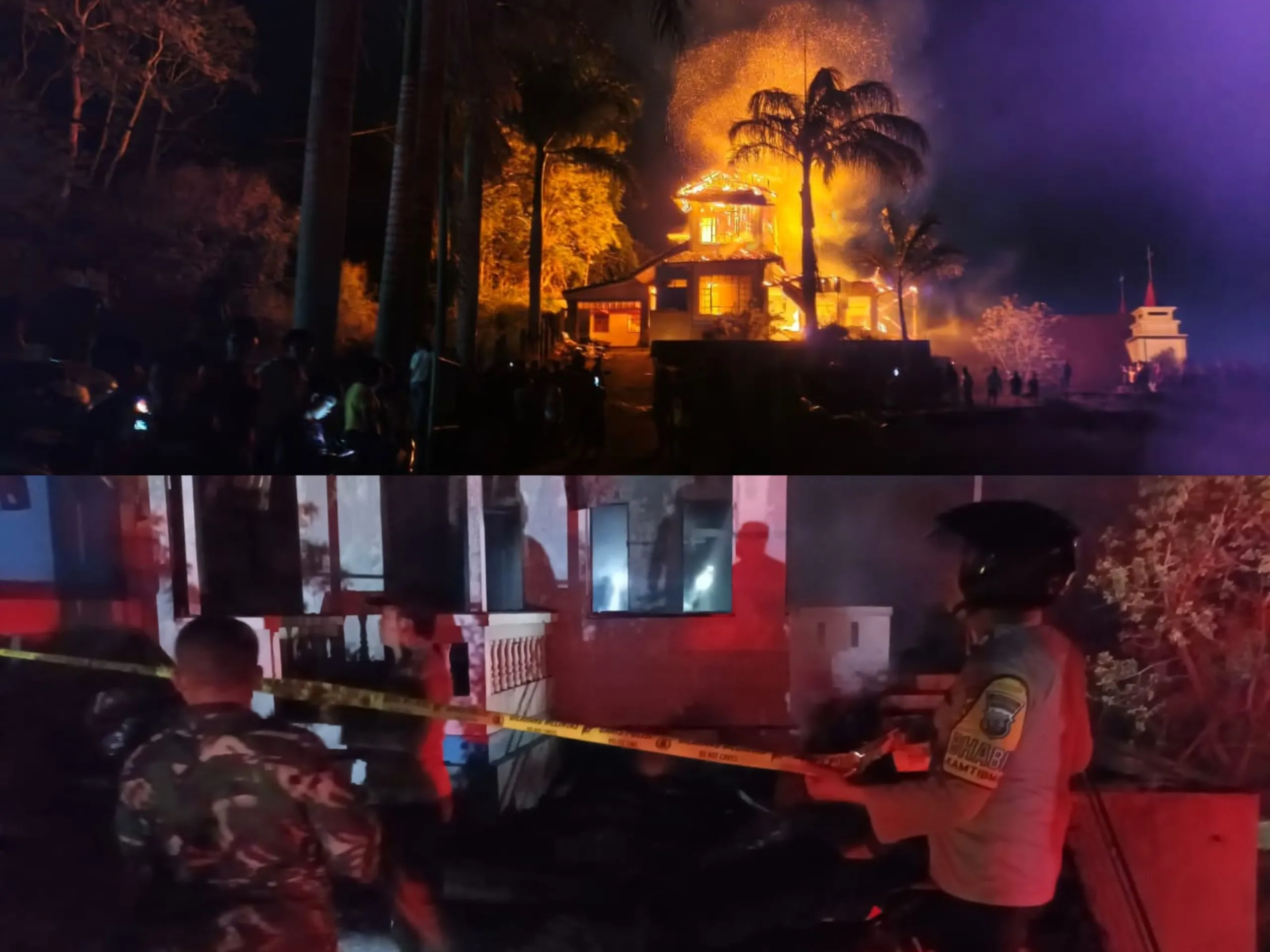 Polsek Tompaso Amankan Lokasi Kebakaran Rumah/Villa di Tompaso Barat, Kerugian Rp1,5 Miliar