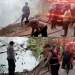 Polsek Lembean Timur Gerak Cepat Padamkan Kebakaran Lahan di Watulaney Amian