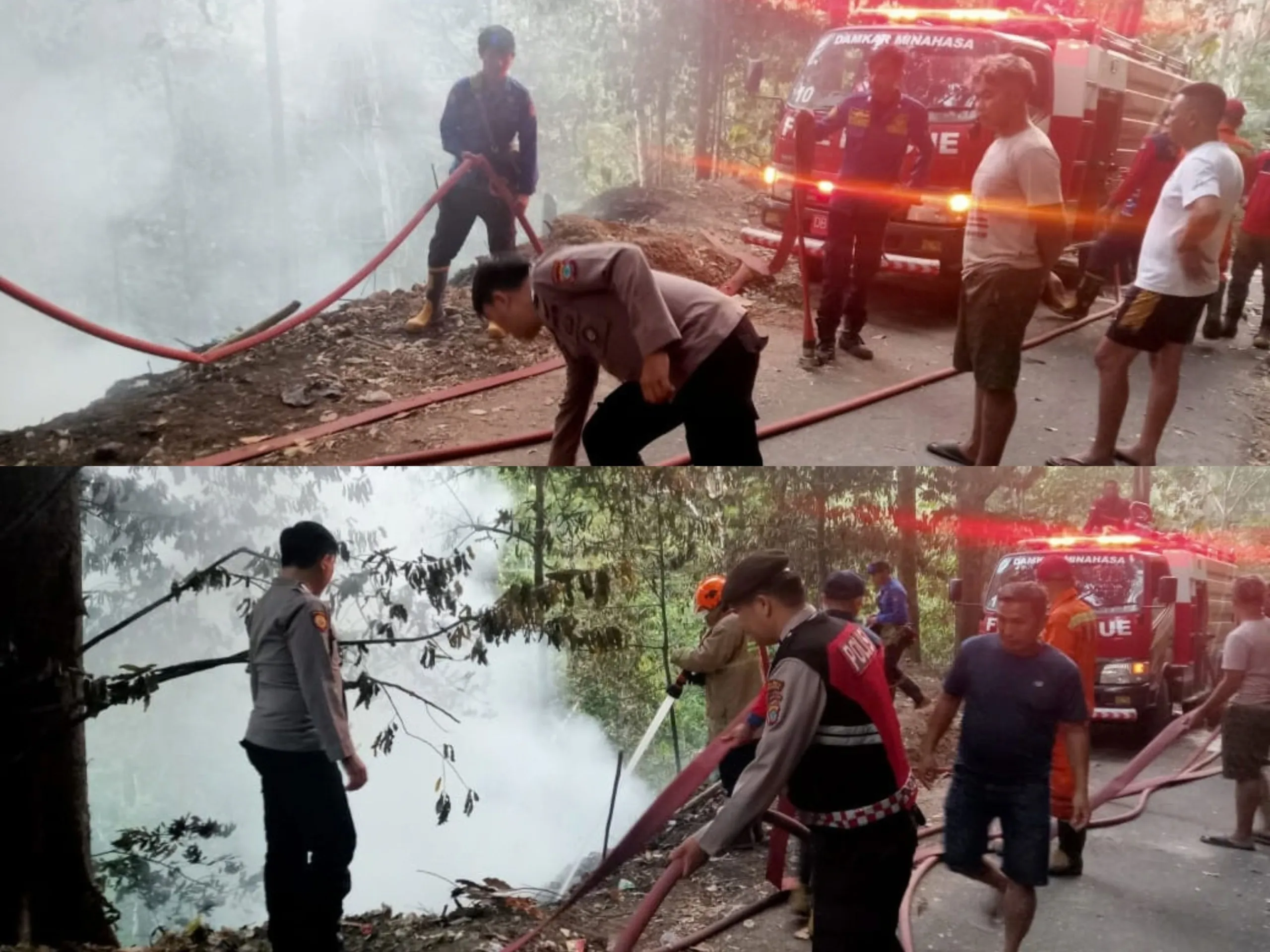 Polsek Lembean Timur Gerak Cepat Padamkan Kebakaran Lahan di Watulaney Amian