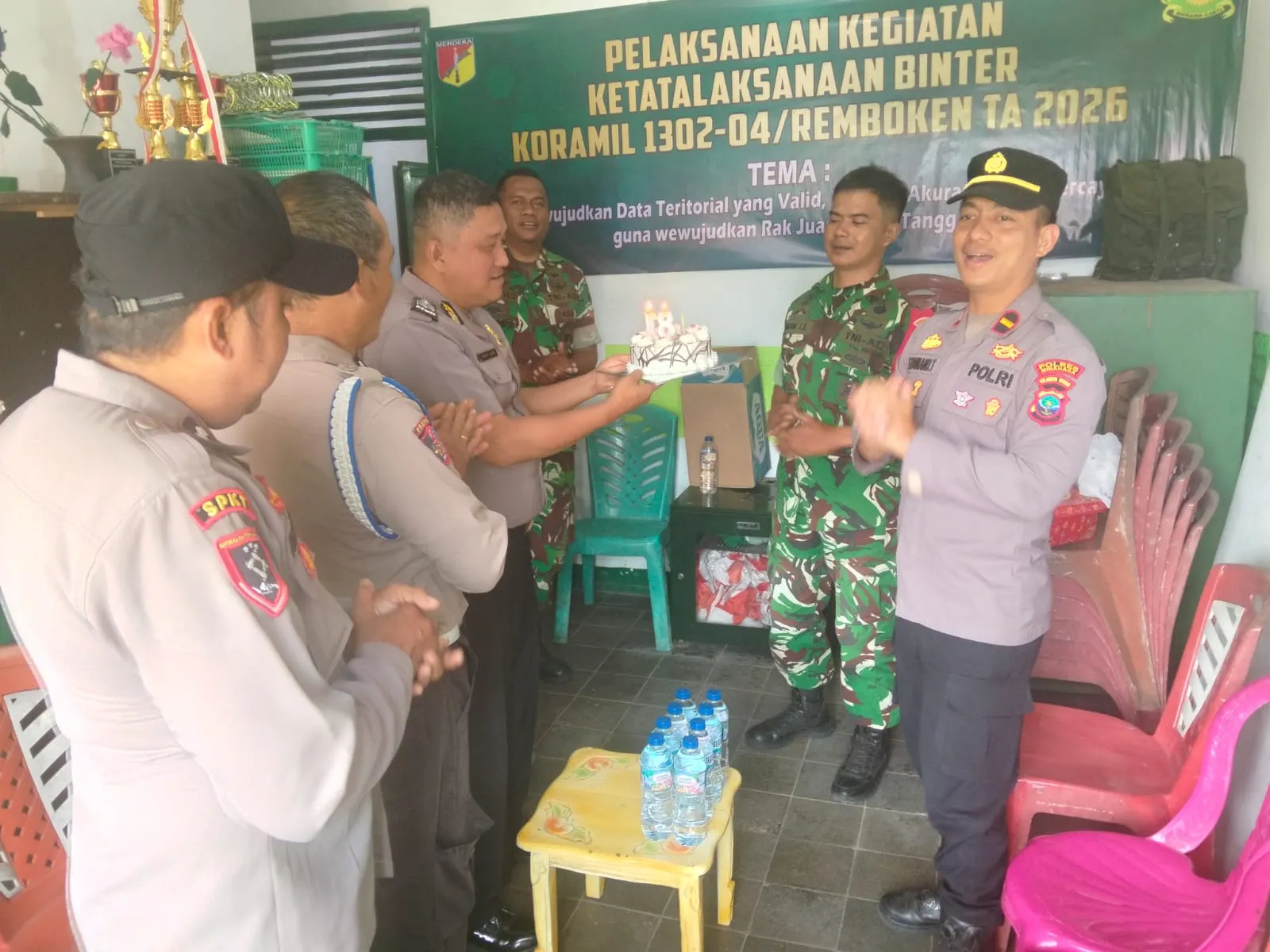 Koramil 1302-04/Remboken Perkuat Sinergitas TNI-Polri Di HUT Ke-81 TNI.