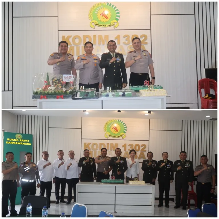 Tiga Kapolres Sambangi Makodim 1302/Minahasa, Perkuat Sinergi TNI-Polri.