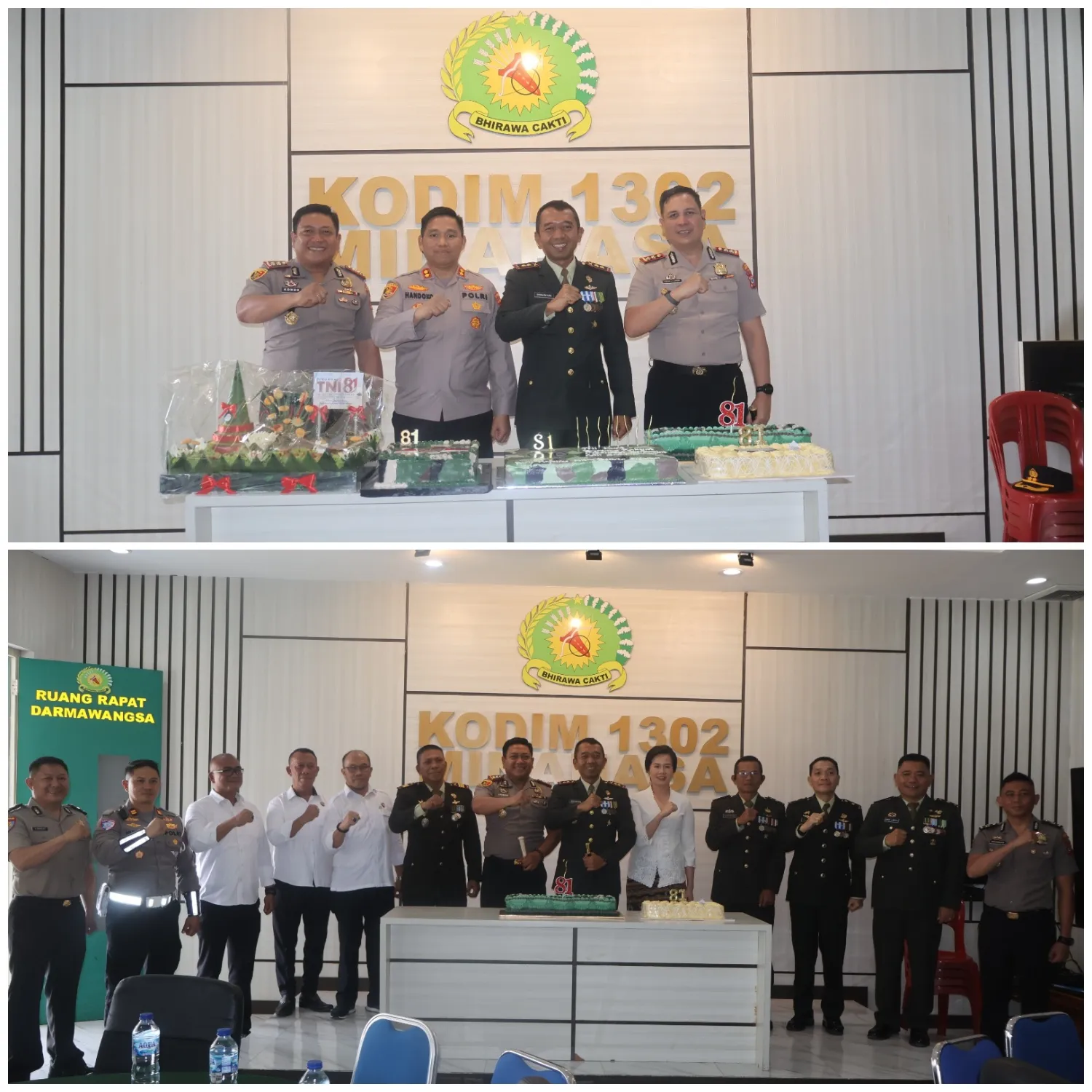 Tiga Kapolres Sambangi Makodim 1302/Minahasa, Perkuat Sinergi TNI-Polri.